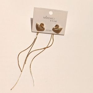 Crystal & Gold Swan Earrings